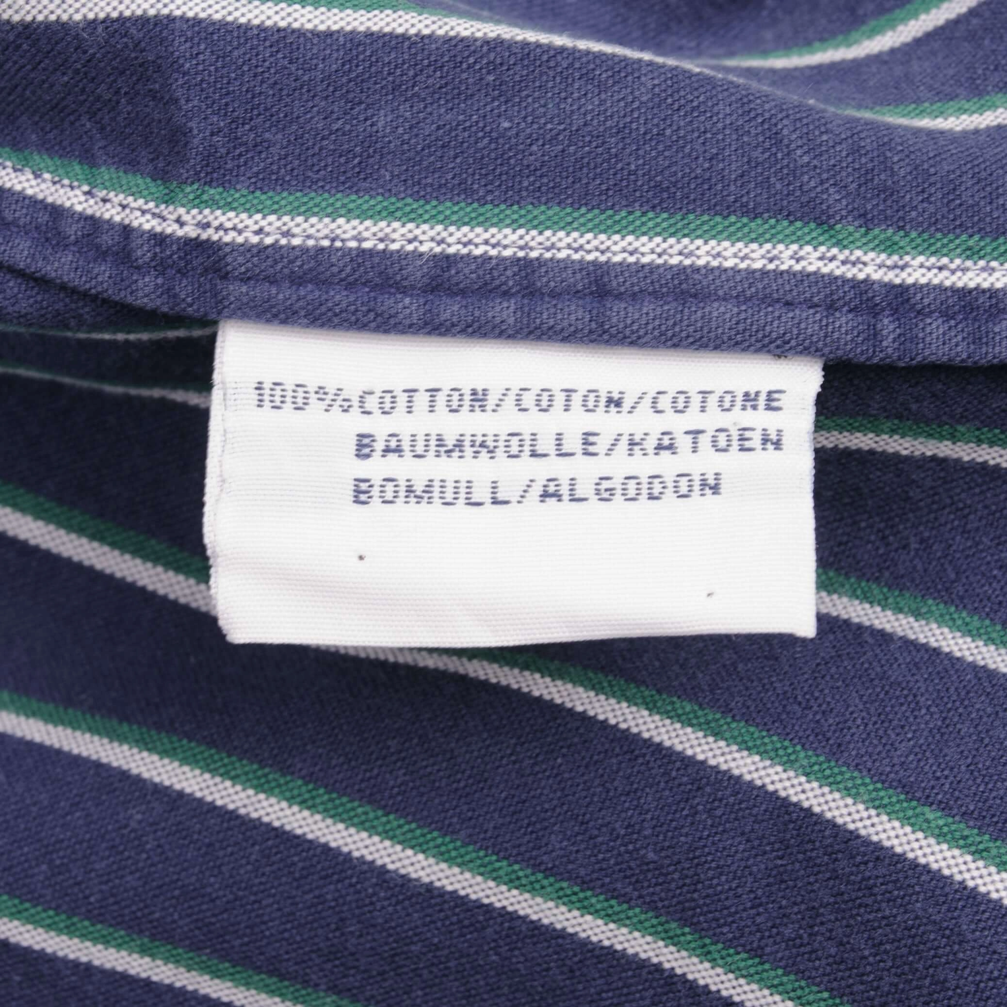 VINTAGE RALPH LAUREN CLASSIC STRIPED BLUE SHIRT 1990S SIZE MEDIUM
