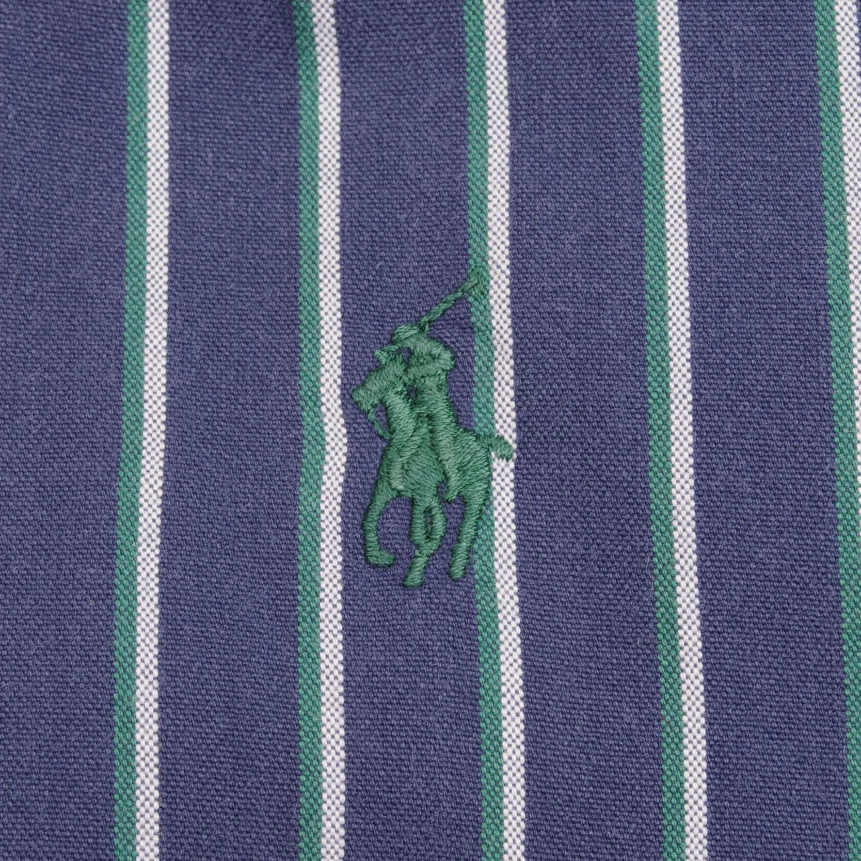 VINTAGE RALPH LAUREN CLASSIC STRIPED BLUE SHIRT 1990S SIZE MEDIUM
