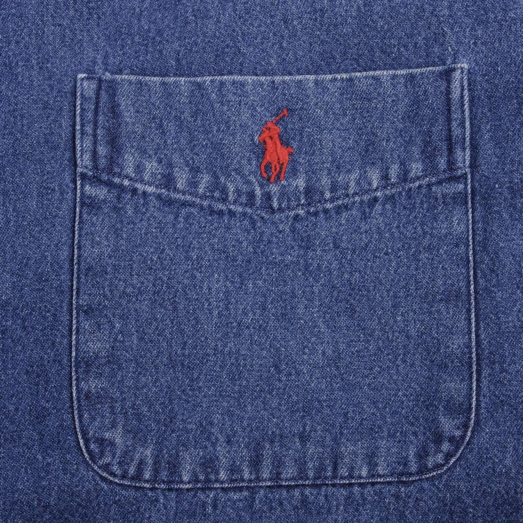 VINTAGE RALPH LAUREN DENIM POCKET SHIRT 1990S SIZE LARGE