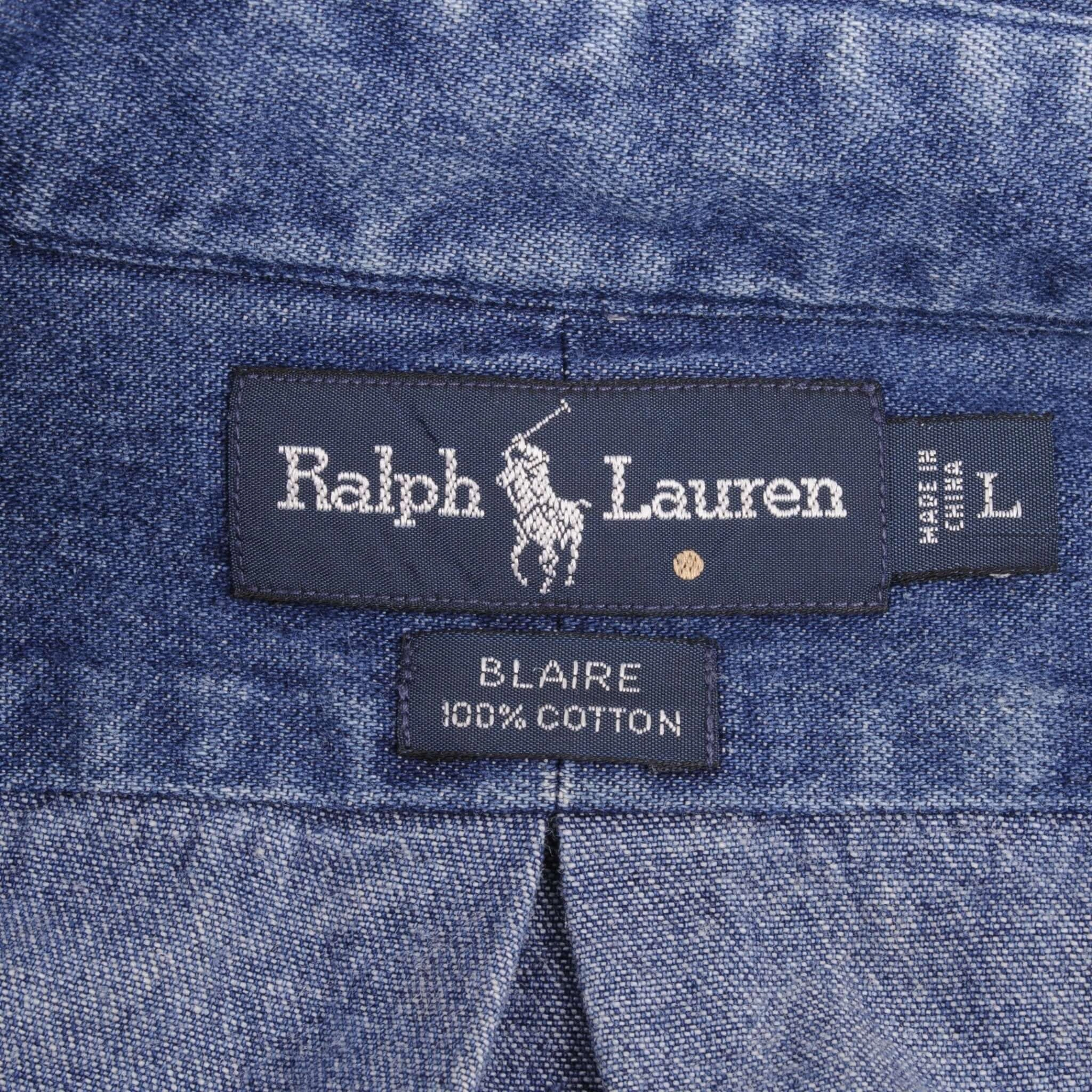 VINTAGE RALPH LAUREN DENIM POCKET SHIRT 1990S SIZE LARGE