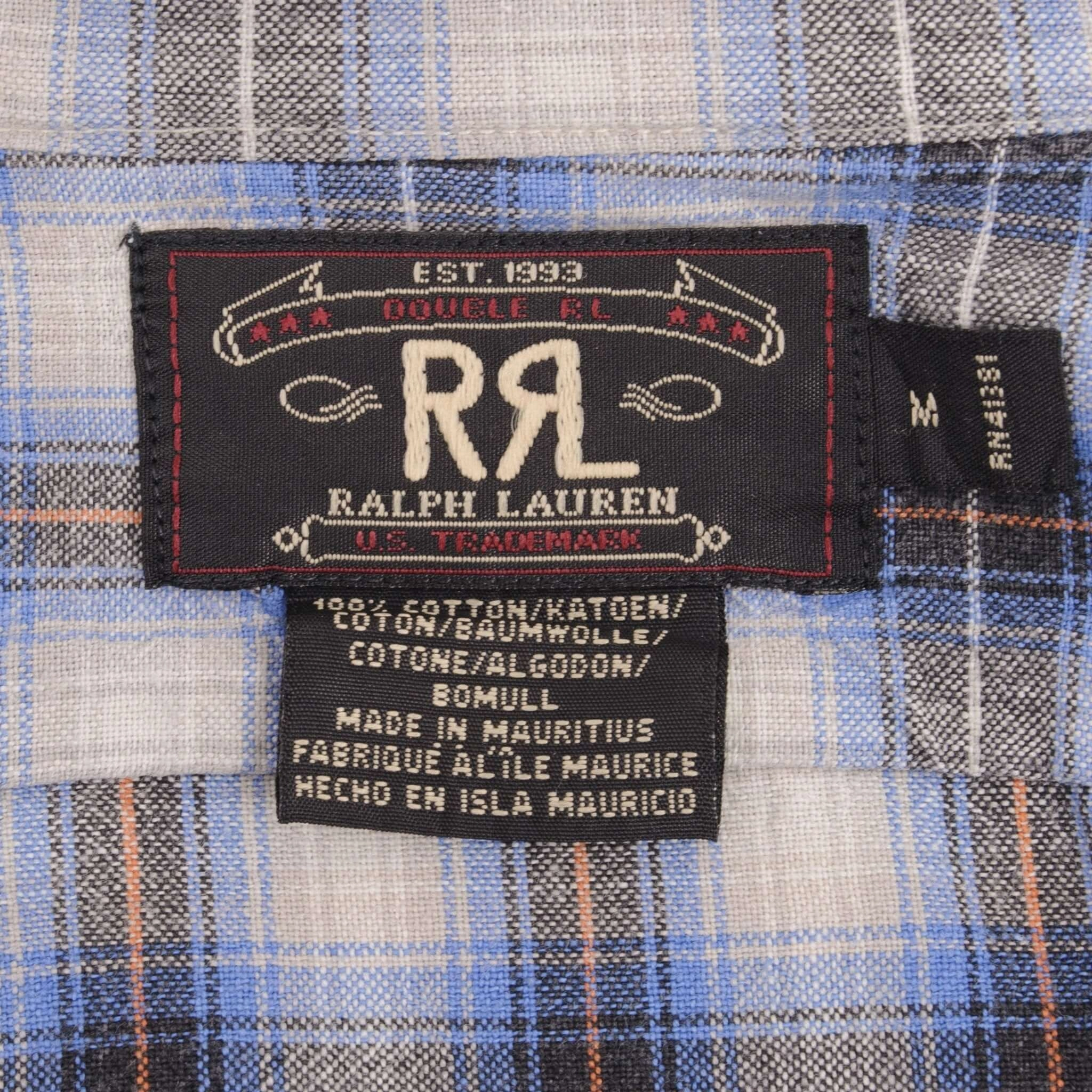 VINTAGE RALPH LAUREN DOUBLE R SQUARED POCKET FLANNEL SHIRT 1990S SIZE MEDIUM
