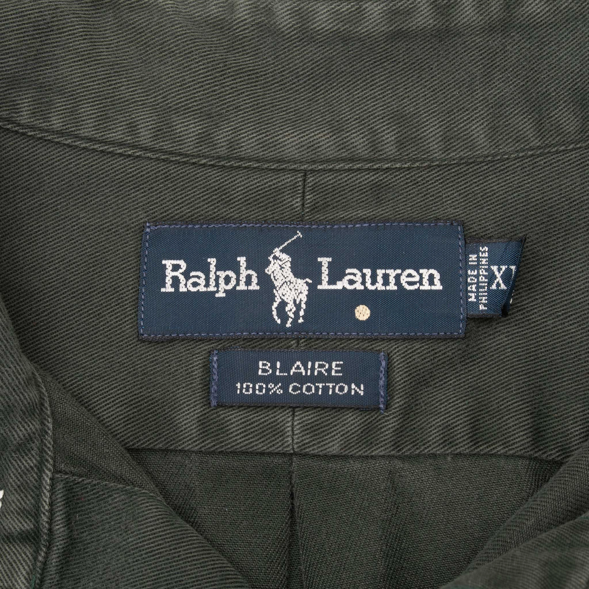 VINTAGE RALPH LAUREN GREEN BUTTON SHIRT 1990S XL