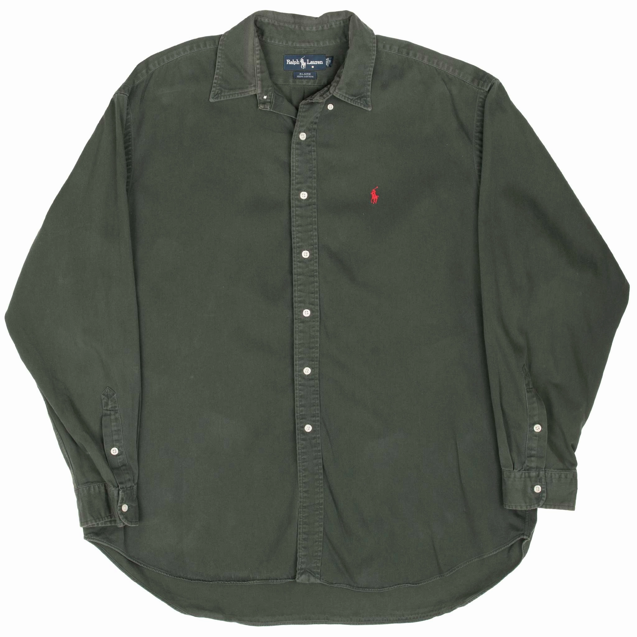 VINTAGE RALPH LAUREN GREEN BUTTON SHIRT 1990S XL
