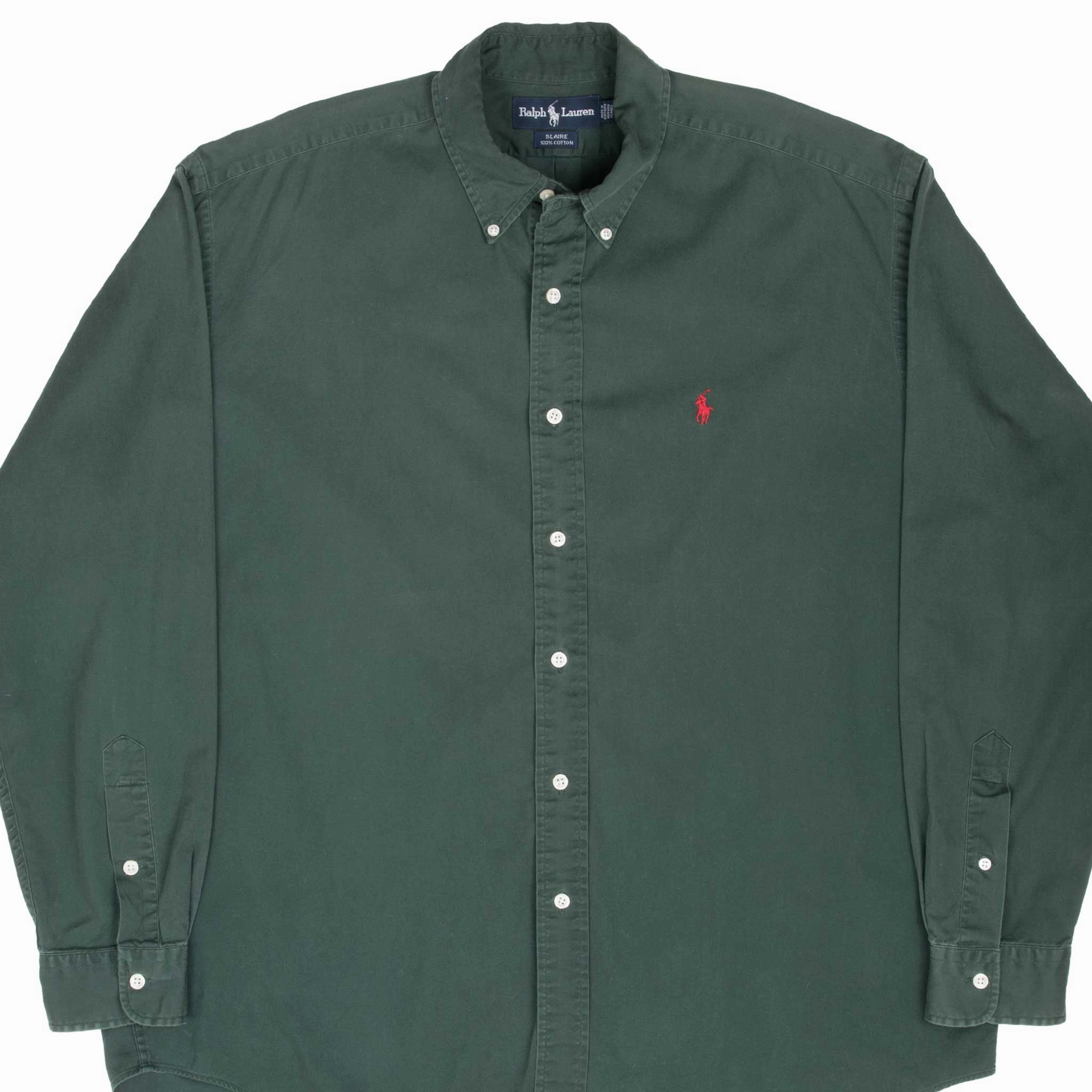 VINTAGE RALPH LAUREN GREEN SHIRT 1990S SIZE LARGE MADE IN USA