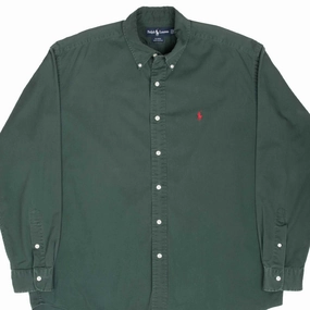 VINTAGE RALPH LAUREN GREEN SHIRT 1990S SIZE LARGE MADE IN USA