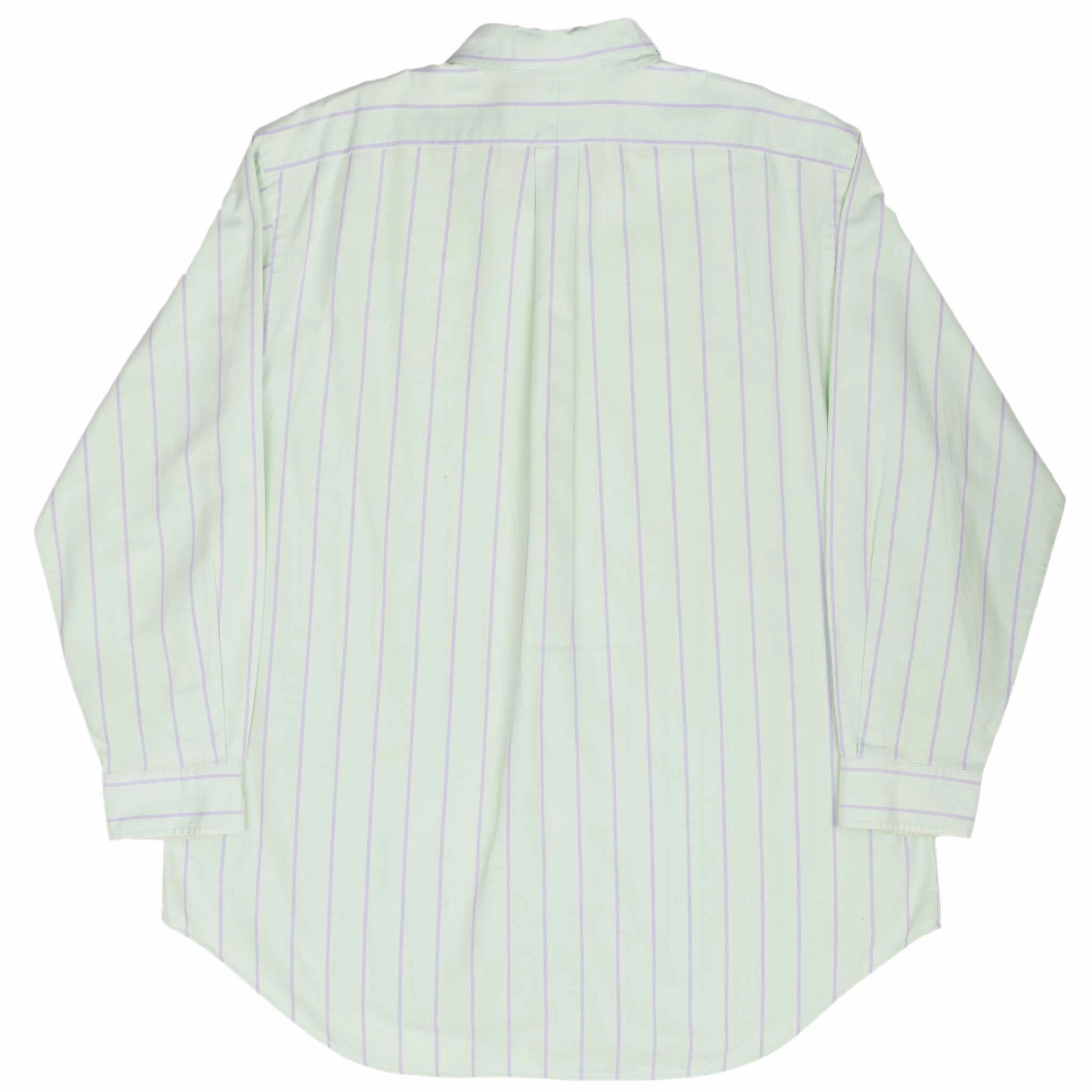 VINTAGE RALPH LAUREN LIGHT GREEN STRIPE SHIRT 1990S SIZE 17 X 32/33