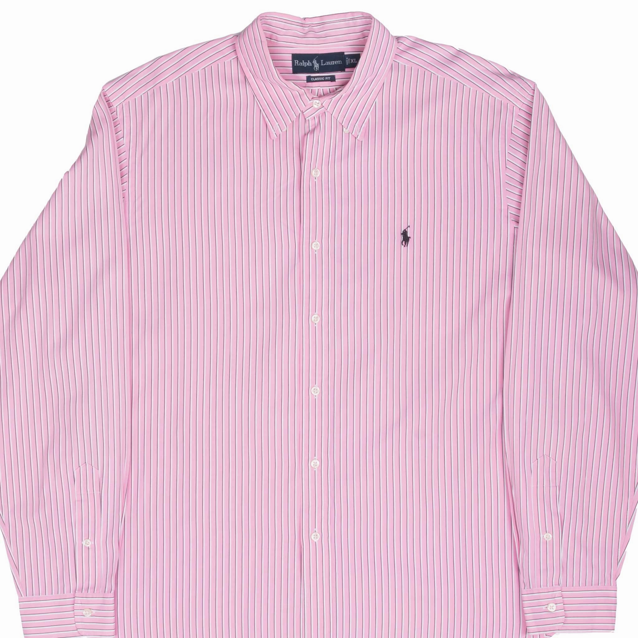 VINTAGE RALPH LAUREN PINK STRIPED SHIRT 1990S XL