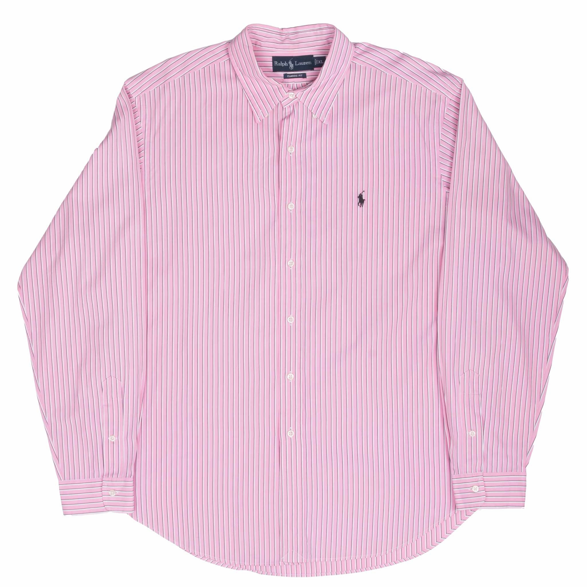 VINTAGE RALPH LAUREN PINK STRIPED SHIRT 1990S XL