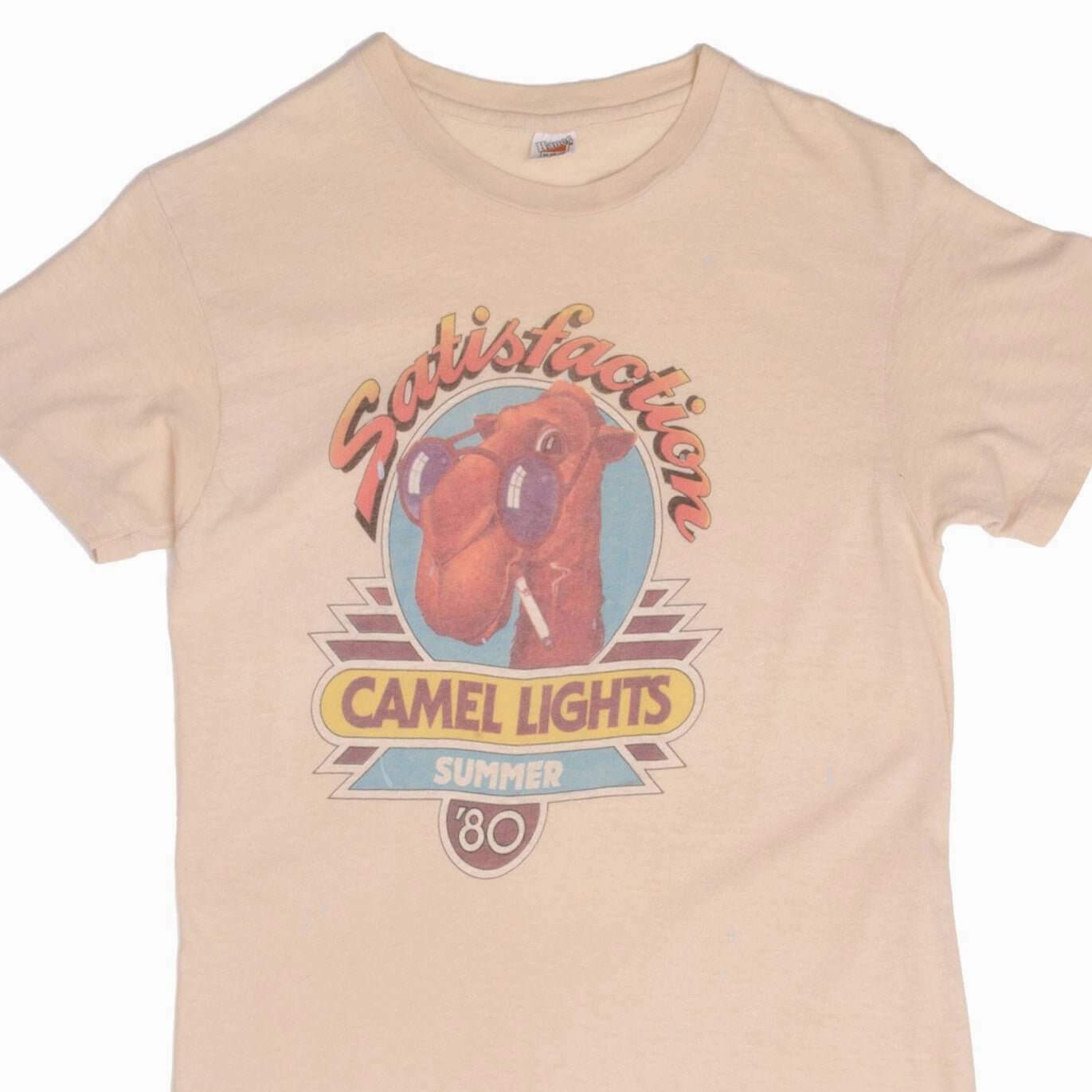 VINTAGE SATISFACTION CAMEL LIGHTS SUMMER 1980 TEE SHIRT SIZE SMALL MADE USA