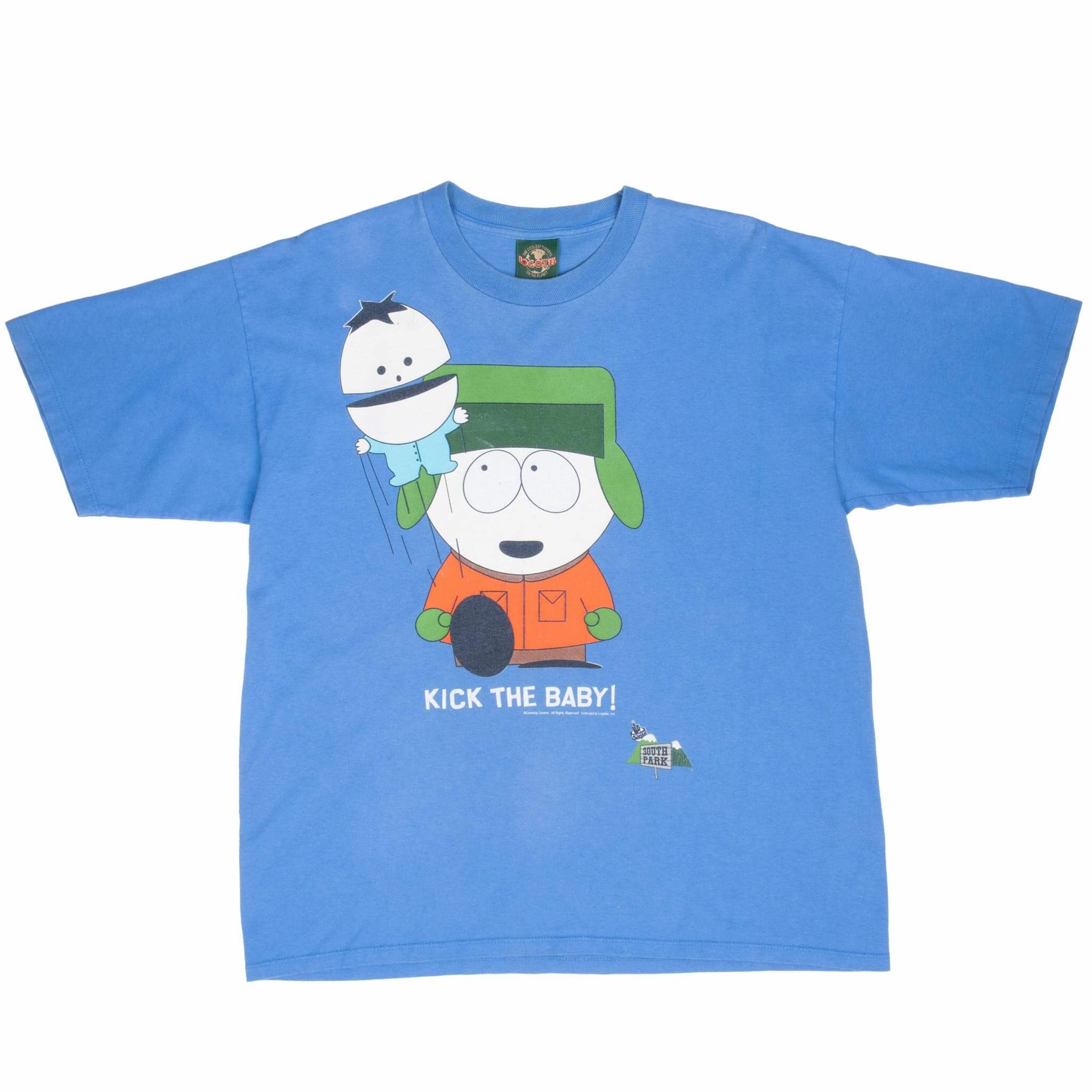 VINTAGE SOUTH PARK STAN KICK THE BABY TEE SHIRT 1990S XL MADE IN USA