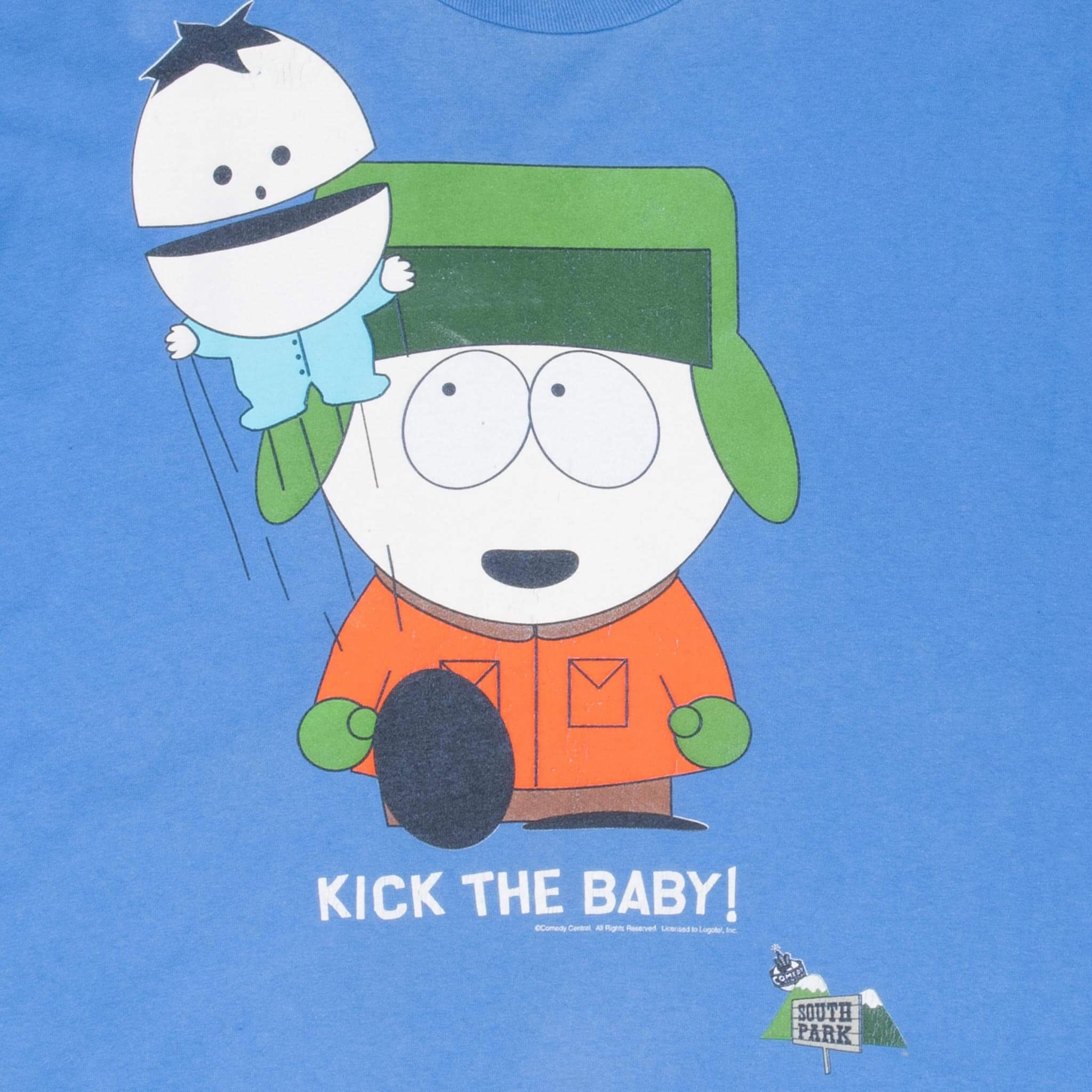 VINTAGE SOUTH PARK STAN KICK THE BABY TEE SHIRT 1990S XL MADE IN USA