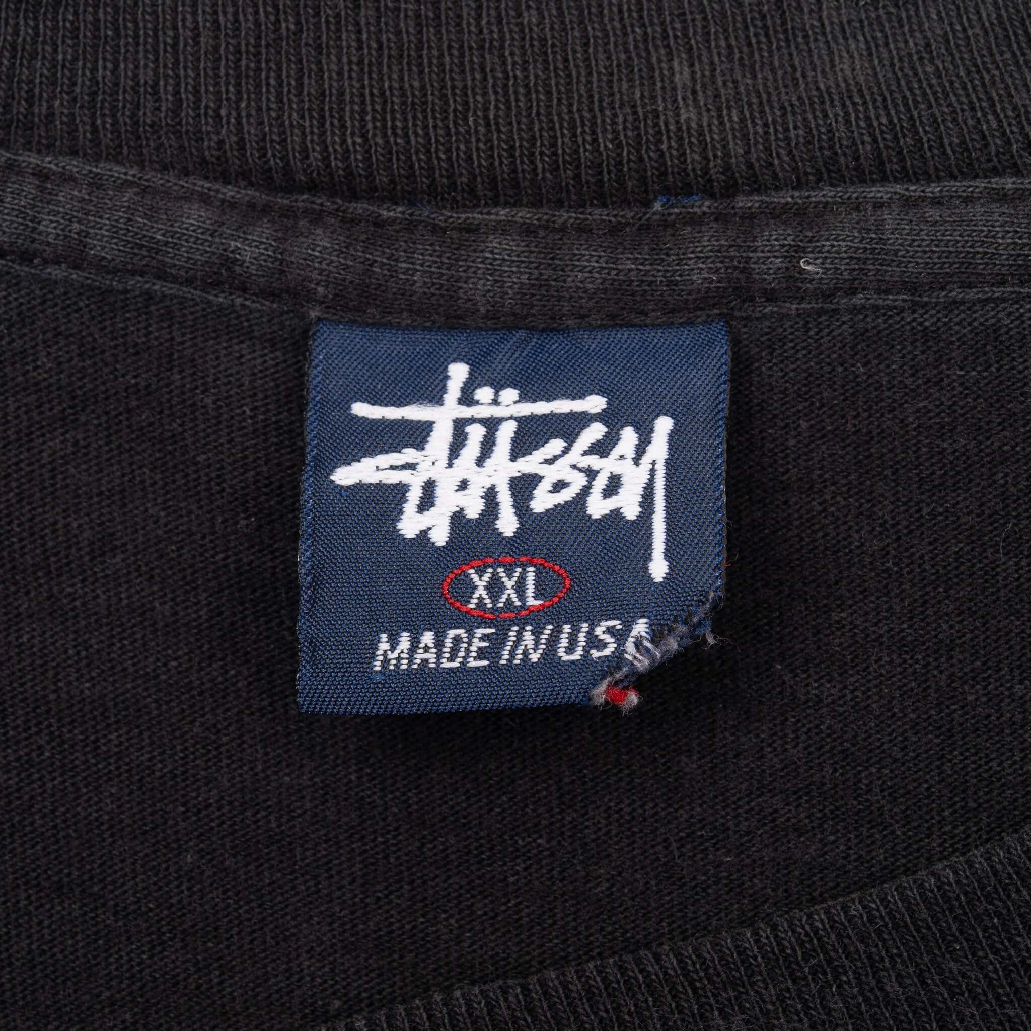 VINTAGE STUSSY BLACK TEE SHIRT 1990S 2XL MADE IN USA