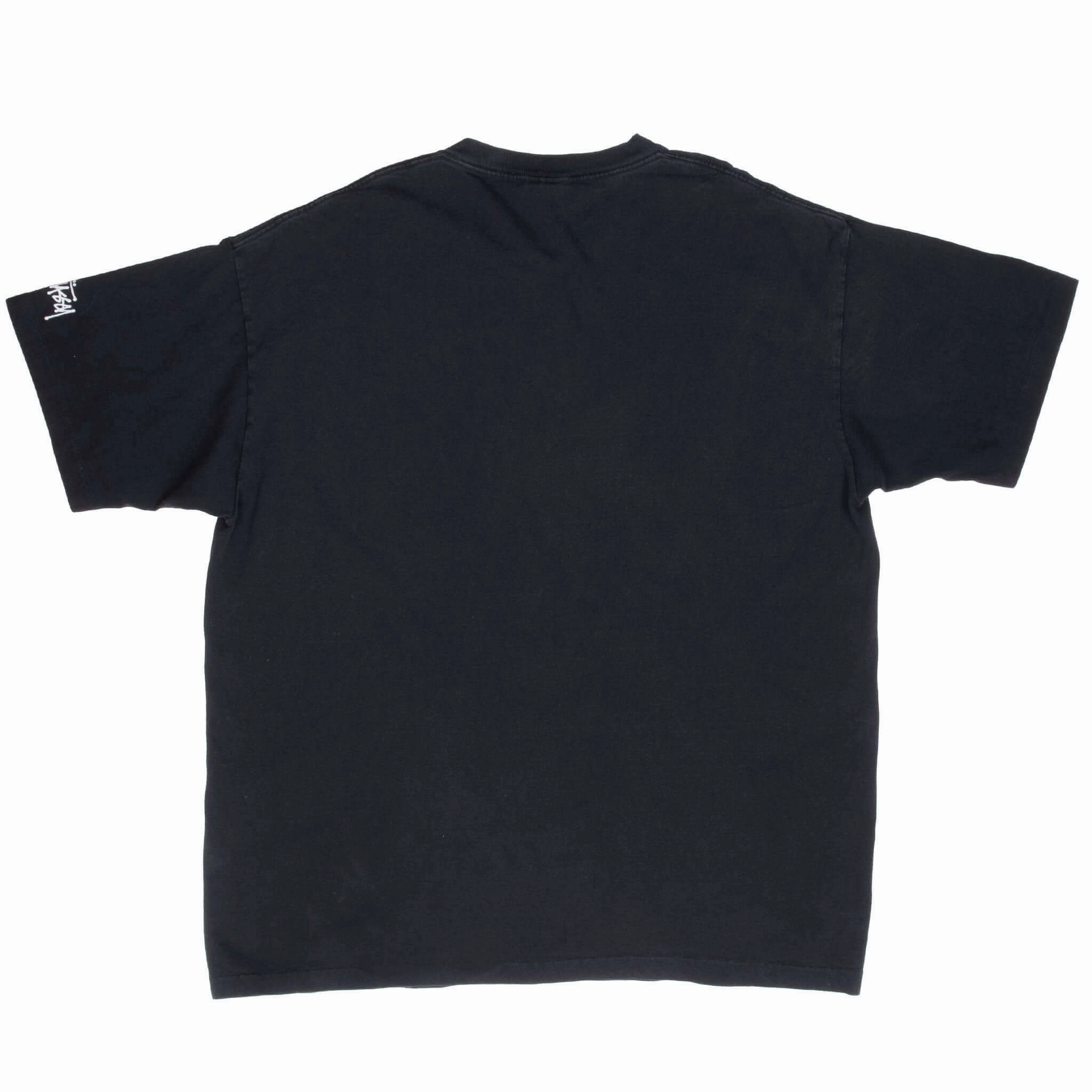 VINTAGE STUSSY BLACK TEE SHIRT 1990S 2XL MADE IN USA