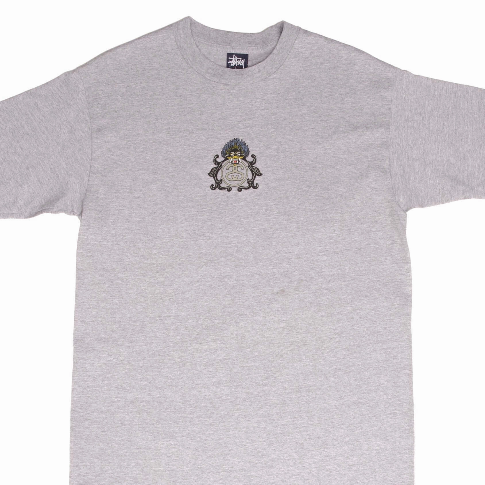 VINTAGE STUSSY DRAGON GREY TEE SHIRT 1990S SIZE LARGE MADE IN USA