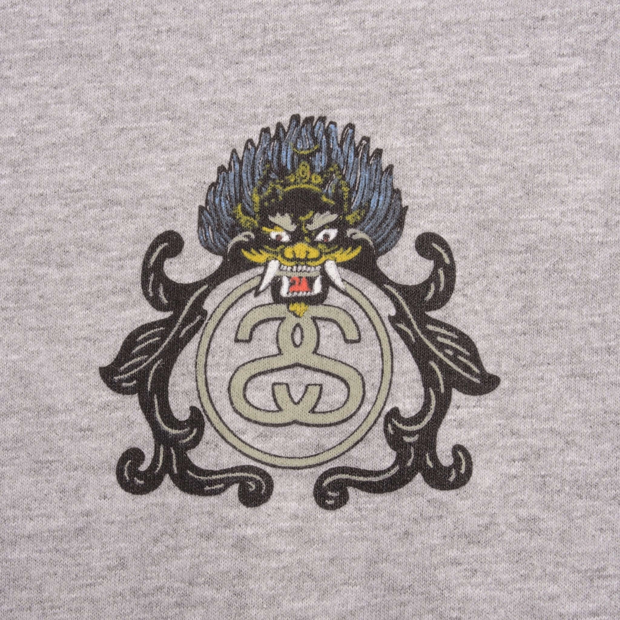 VINTAGE STUSSY DRAGON GREY TEE SHIRT 1990S SIZE LARGE MADE IN USA