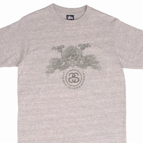 VINTAGE STUSSY DRAGON GREY TEE SHIRT 1990S SIZE MEDIUM MADE IN USA