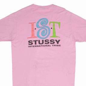 VINTAGE STUSSY INTERNATIONAL TRIBE PINK TEE SHIRT 2000S SIZE LARGE