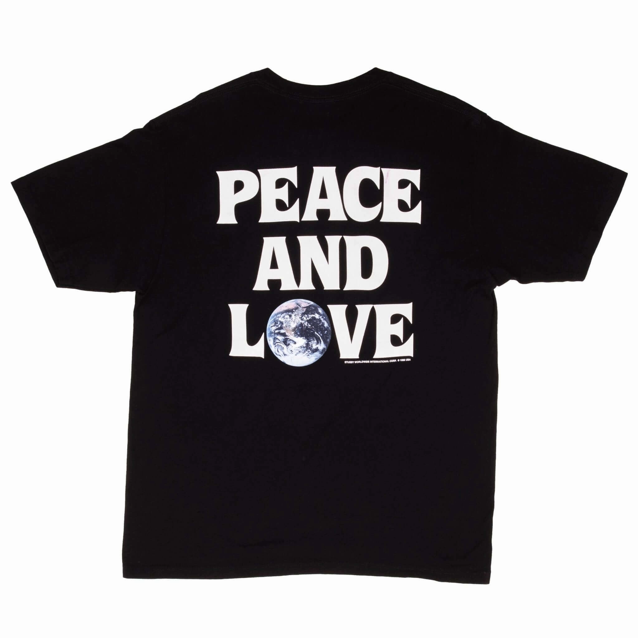 VINTAGE STUSSY PEACE AND LOVE TEE SHIRT SIZE LARGE