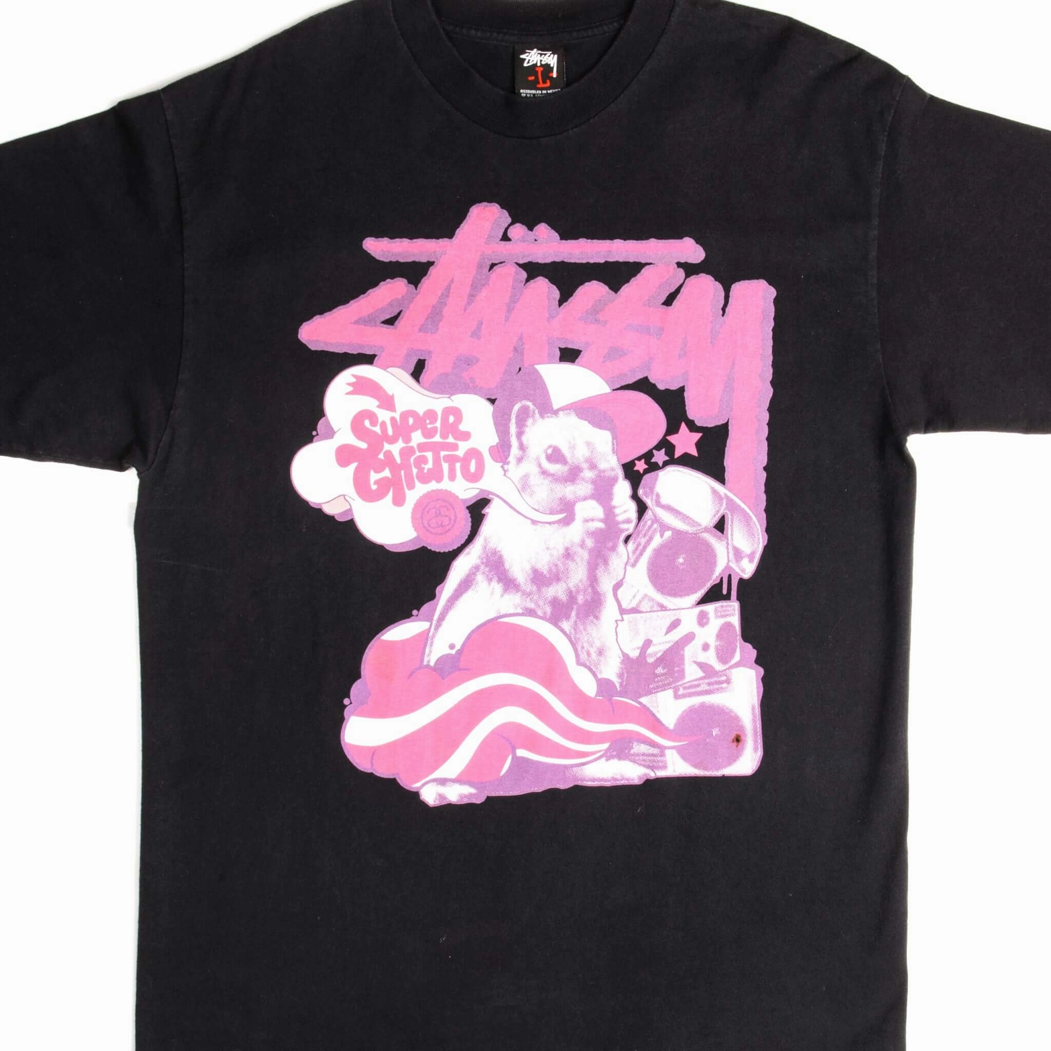 VINTAGE STUSSY SUPER GHETTO TEE SHIRT SIZE LARGE