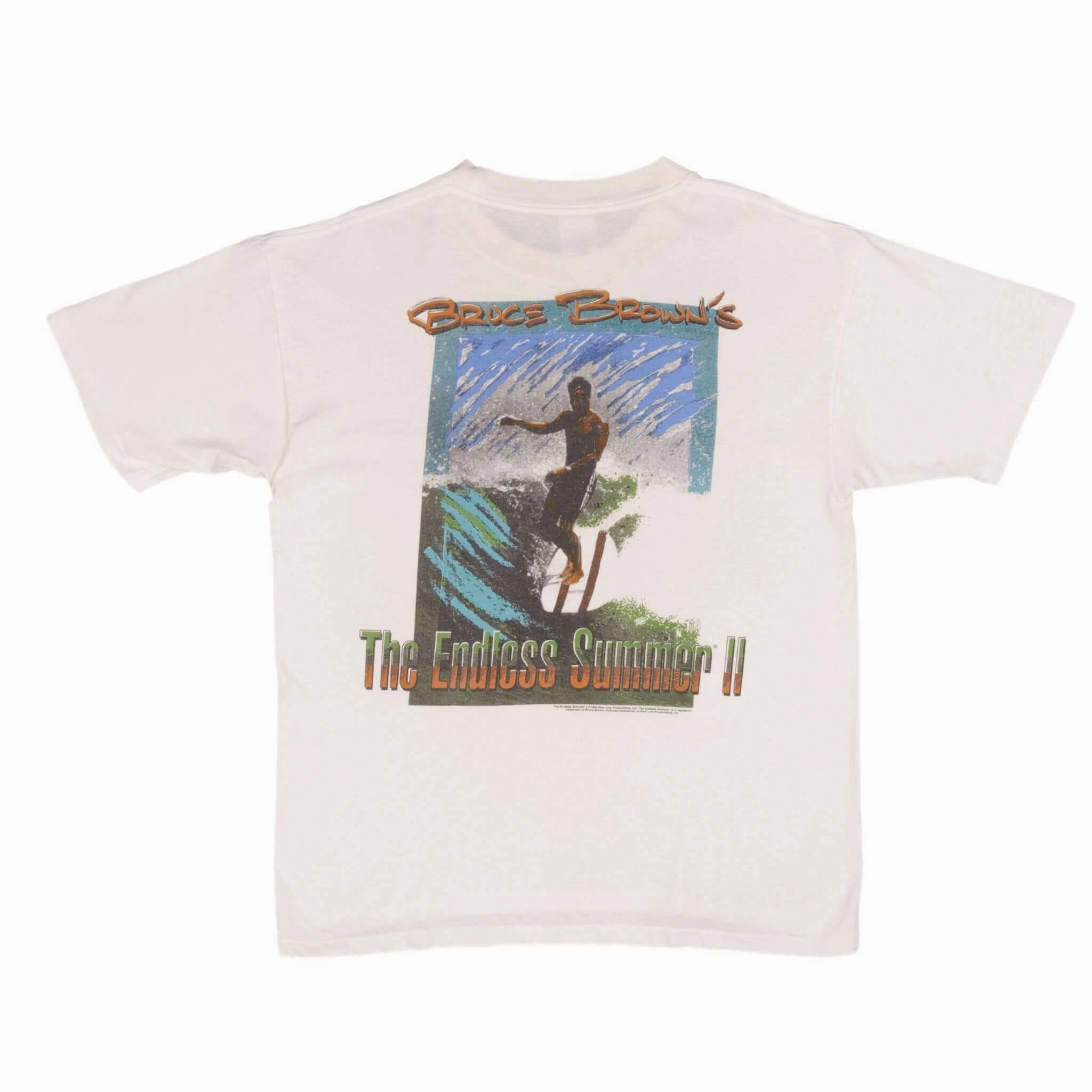 VINTAGE THE ENDLESS SUMMER II BRUCE BROWN SURF TEE SHIRT 1993 LARGE MADE USA