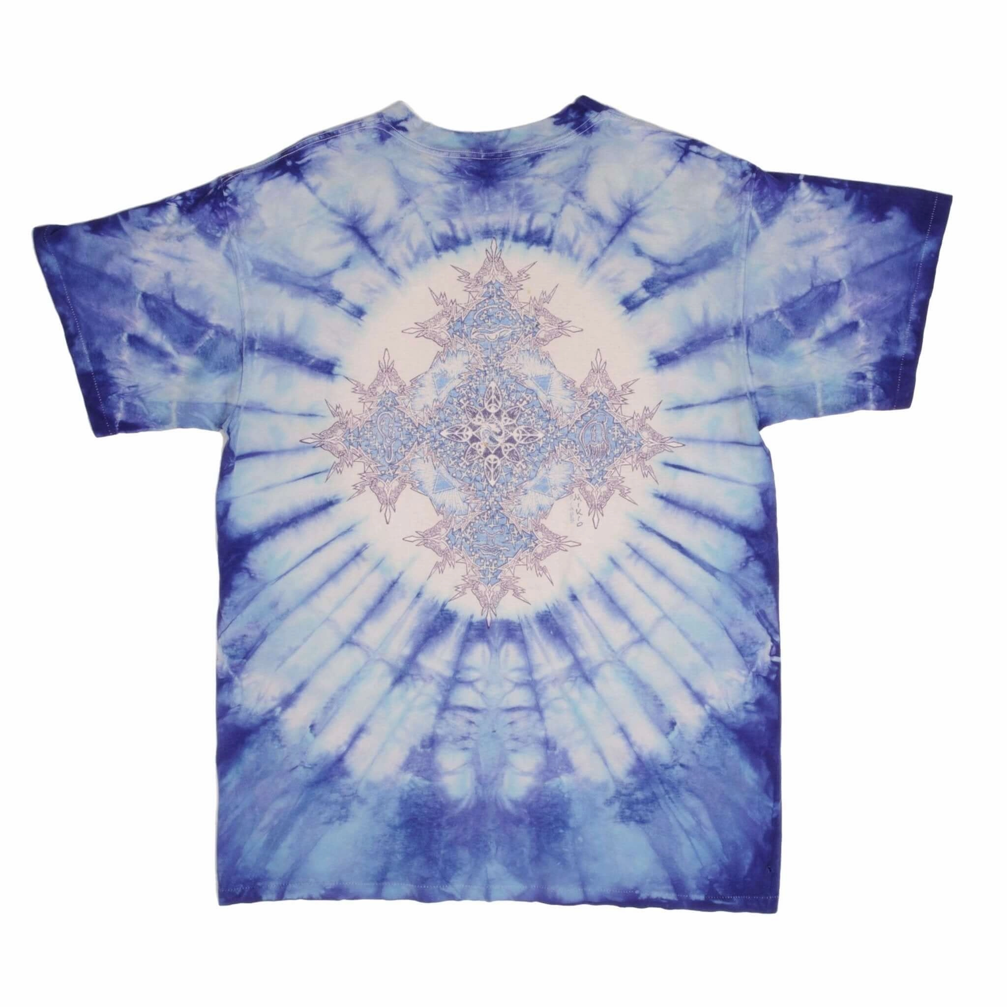 VINTAGE TIE DYE AMERICAN INDIAN JAVIER AGREDO TEE SHIRT 1992 XL MADE USA