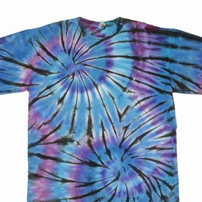 VINTAGE TIE DYE BLUE PURPLE TEE SHIRT SIZE 2XL 1990S SINGLE STITCH