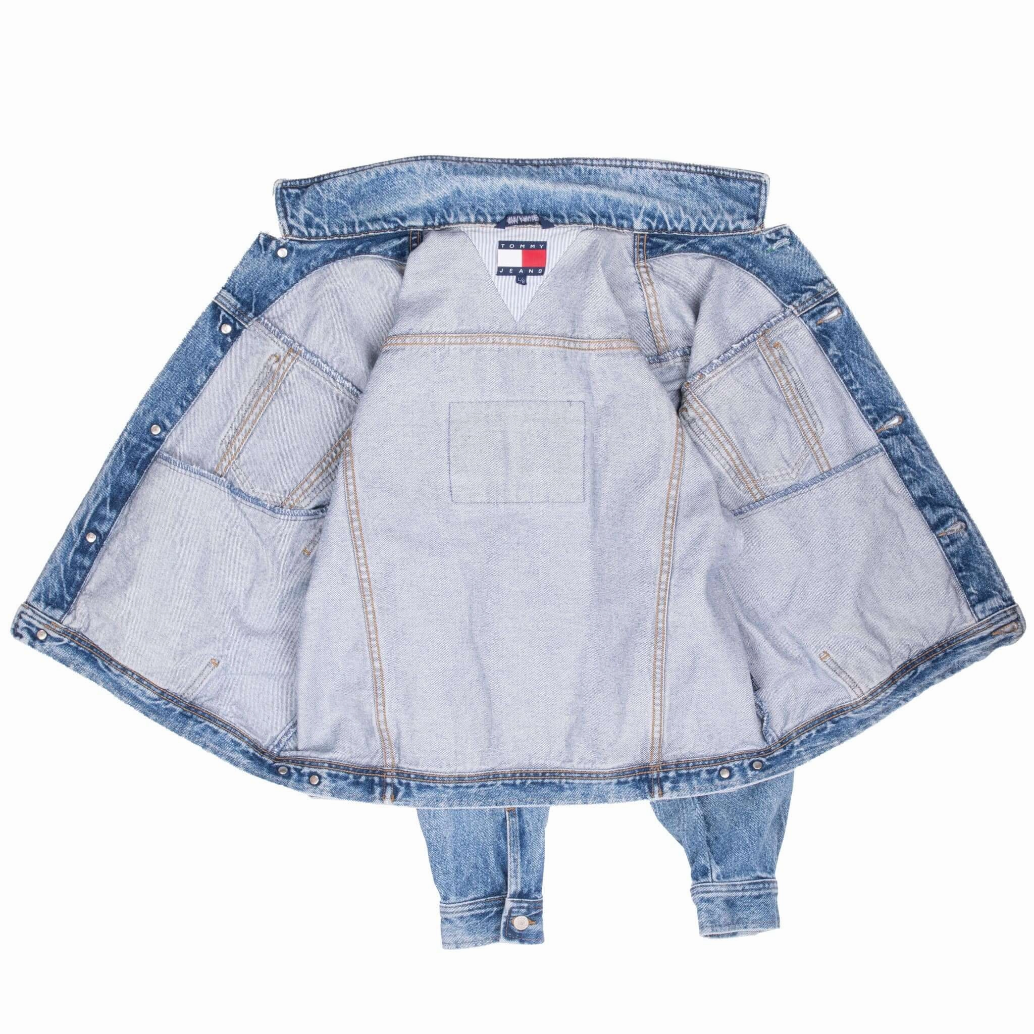 VINTAGE TOMMY HILFIGER BLUE DENIM JACKET 1990S WOMEN LARGE