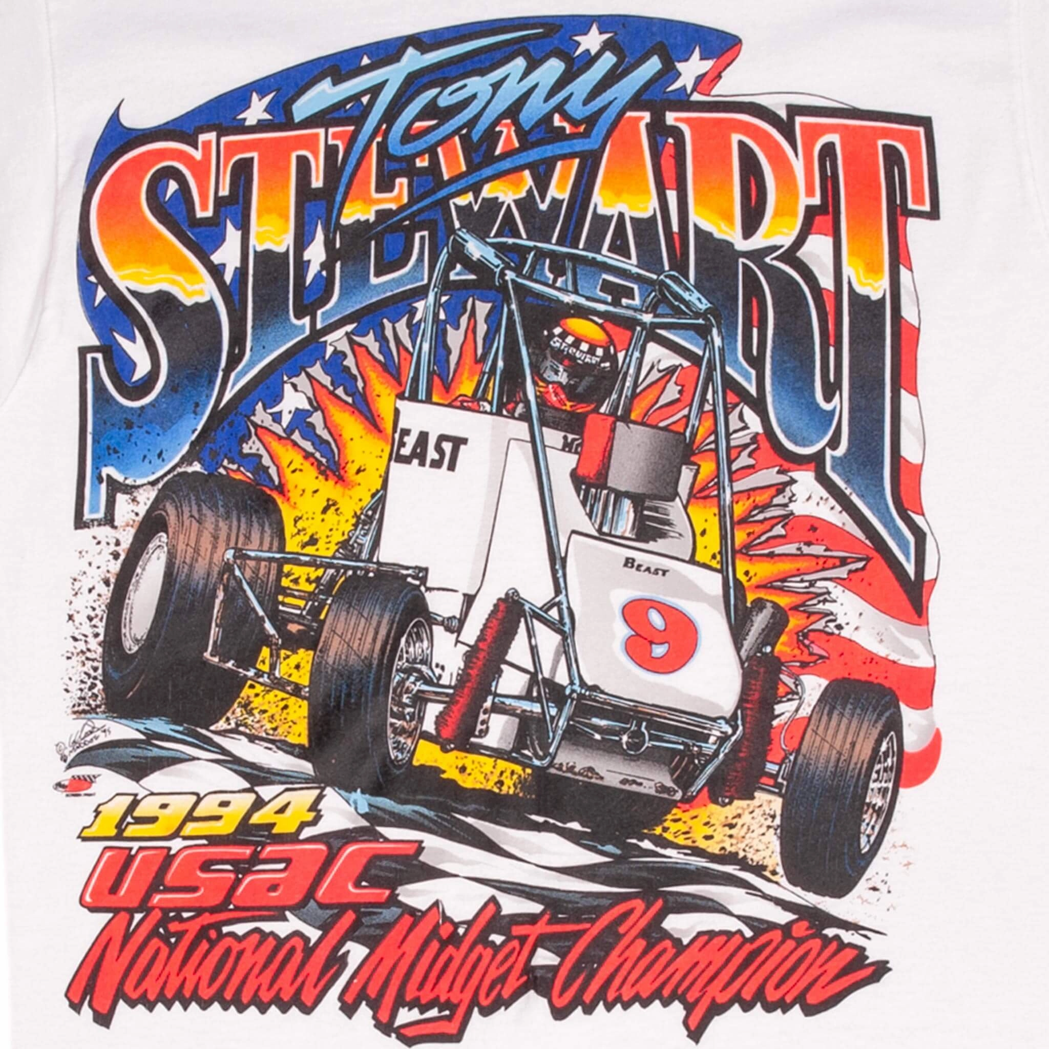 VINTAGE USAC TONY STEWART MIDGET CHAMPION 1994 TEE SHIRT MEDIUM MADE USA