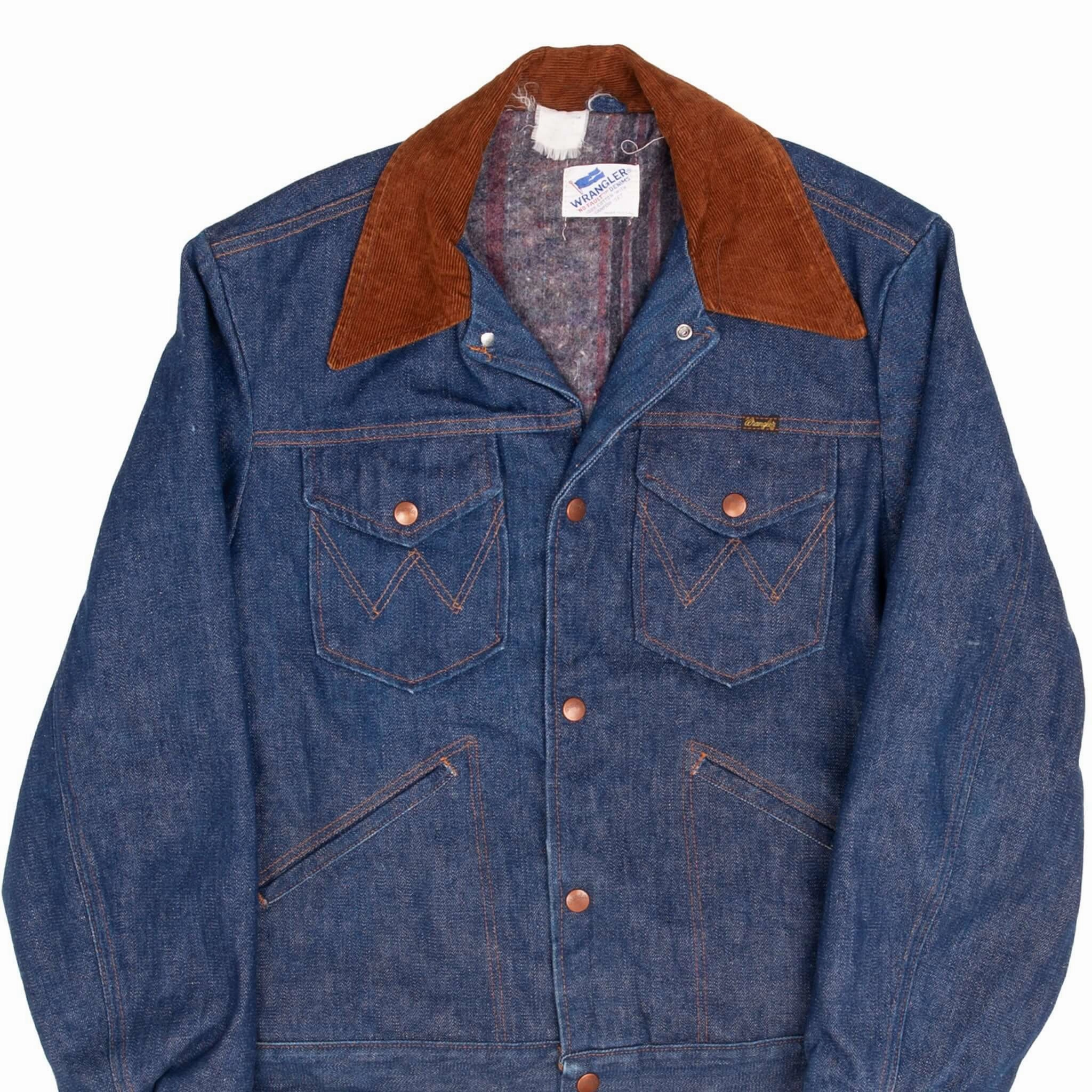 VINTAGE WRANGLER BLANKET LINED NO FAULT DENIM JACKET 1970S MEDIUM MADE IN USA