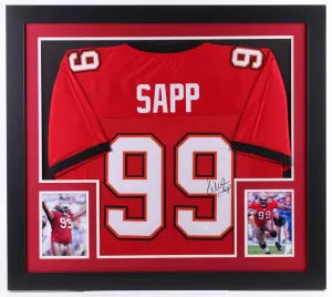 Warren Sapp Signed Buccaneers 31x35 Custom Framed Jersey (JSA) Tampa Bay D.T.