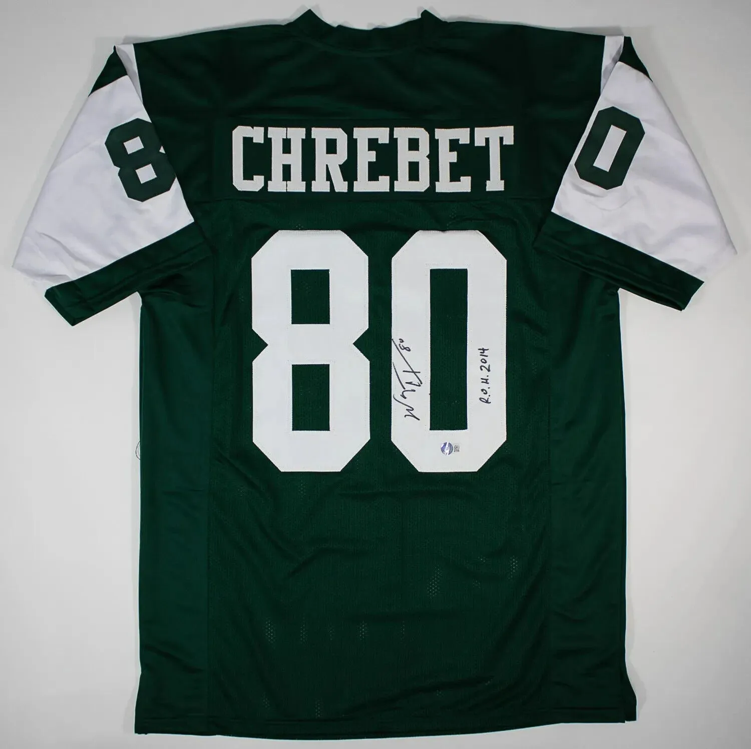 Wayne Chrebet Signed New York Jets Jersey ROH 2014 (Beckett) Ex-Hofstra W.R.