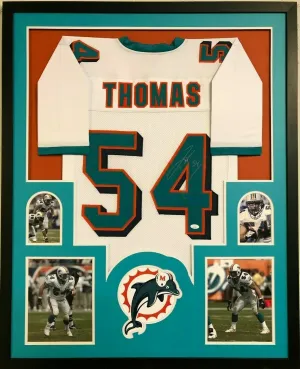 Zach Thomas Signed Miami Dolphins 35x43 Framed Jersey (JSA COA) 7xPro Bowl L.B.